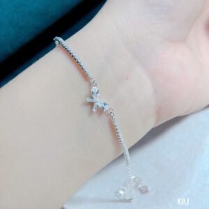 vòng tay bạc nữ đính đá nơ thanh lịch